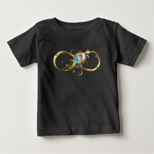 Unendlichkeit mit Golden Peacock Feather Baby T-shirt