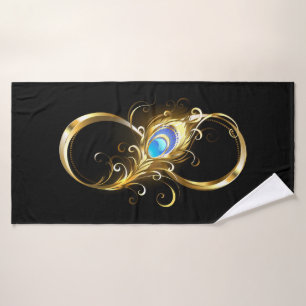Unendlichkeit mit Golden Peacock Feather Badehandtuch