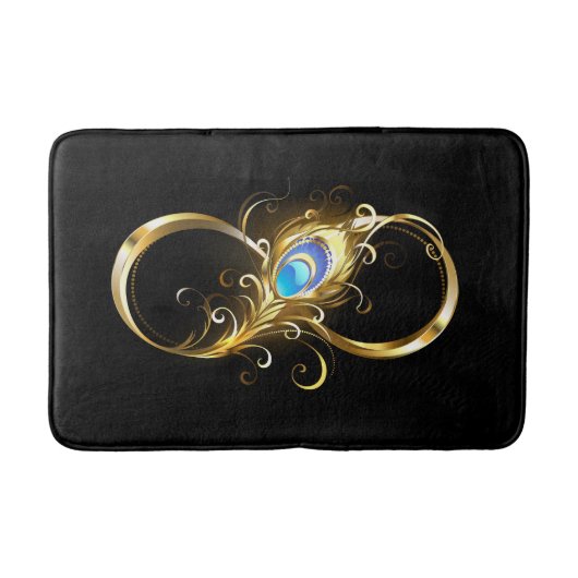 Unendlichkeit mit Golden Peacock Feather Badematte (Vorderseite)
