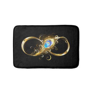Unendlichkeit mit Golden Peacock Feather Badematte