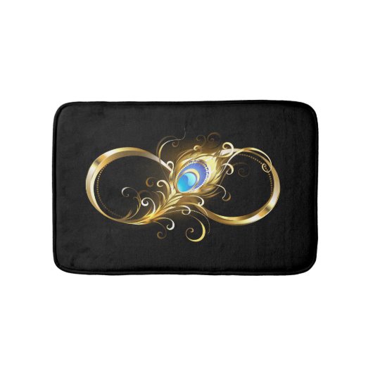 Unendlichkeit mit Golden Peacock Feather Badematte (Vorderseite)