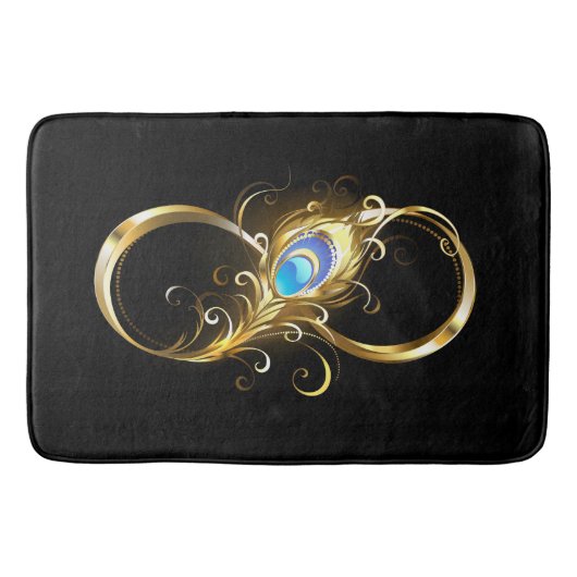 Unendlichkeit mit Golden Peacock Feather Badematte (Vorderseite)