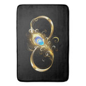 Unendlichkeit mit Golden Peacock Feather Badematte (Vorderseite Vertikal)