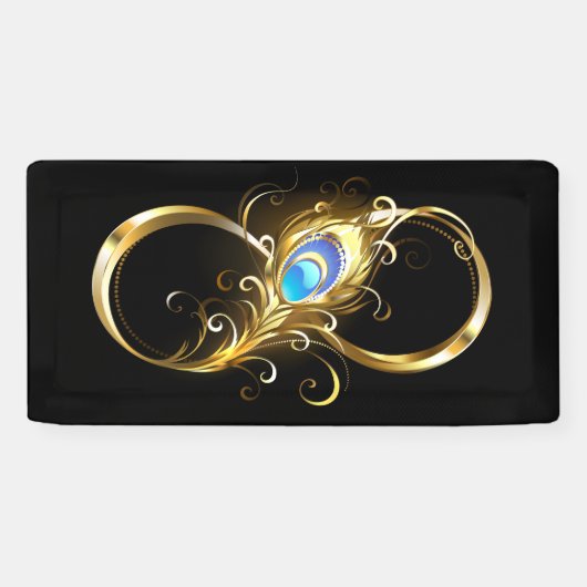Unendlichkeit mit Golden Peacock Feather Banner (Horizontal)