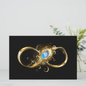 Unendlichkeit mit Golden Peacock Feather Briefpapier (Stehend Vorderseite)