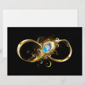 Unendlichkeit mit Golden Peacock Feather Briefpapier (Vorne/Hinten)
