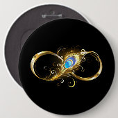 Unendlichkeit mit Golden Peacock Feather Button (Vorne & Hinten)