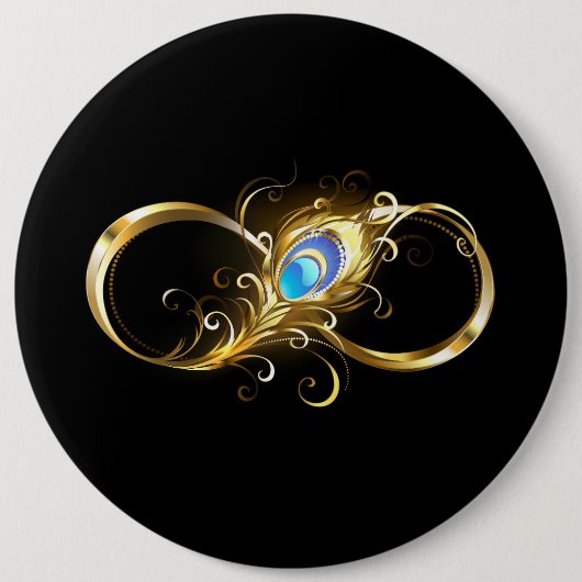 Unendlichkeit mit Golden Peacock Feather Button (Vorderseite)