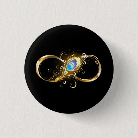 Unendlichkeit mit Golden Peacock Feather Button (Vorderseite)