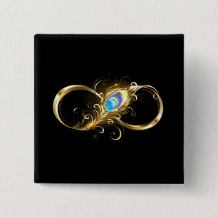 Unendlichkeit mit Golden Peacock Feather Button