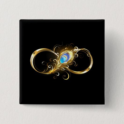 Unendlichkeit mit Golden Peacock Feather Button (Vorderseite)
