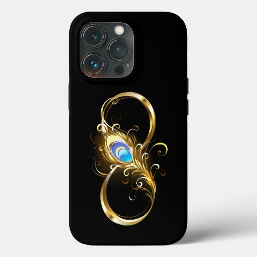 Unendlichkeit mit Golden Peacock Feather Case-Mate iPhone Hülle (Rückseite)