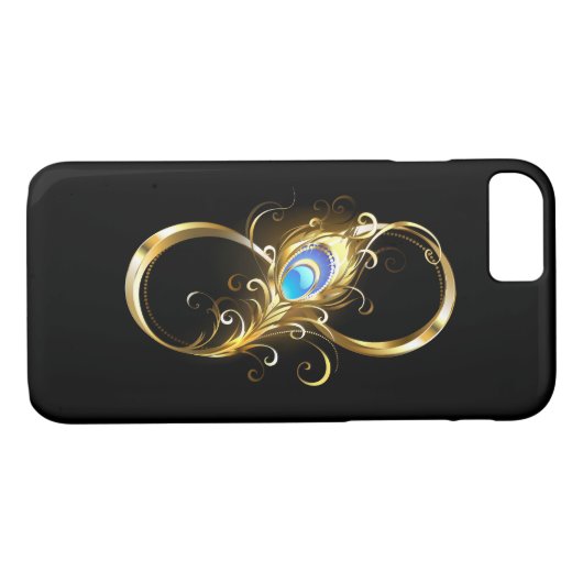 Unendlichkeit mit Golden Peacock Feather Case-Mate iPhone Hülle (Rückseite (Horizontal))