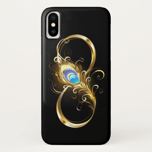 Unendlichkeit mit Golden Peacock Feather Case-Mate iPhone Hülle (Rückseite)