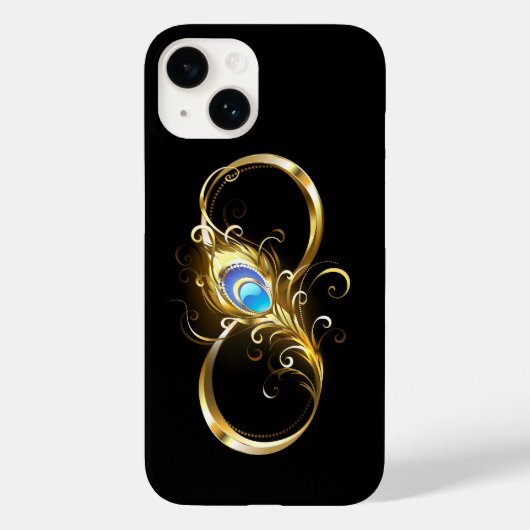 Unendlichkeit mit Golden Peacock Feather Case-Mate iPhone Hülle (Rückseite)