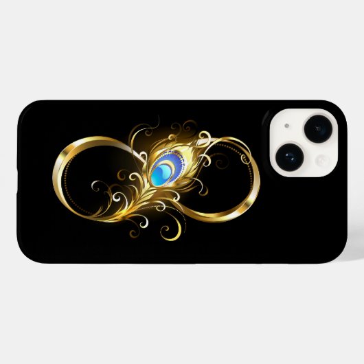 Unendlichkeit mit Golden Peacock Feather Case-Mate iPhone Hülle (Rückseite (Horizontal))