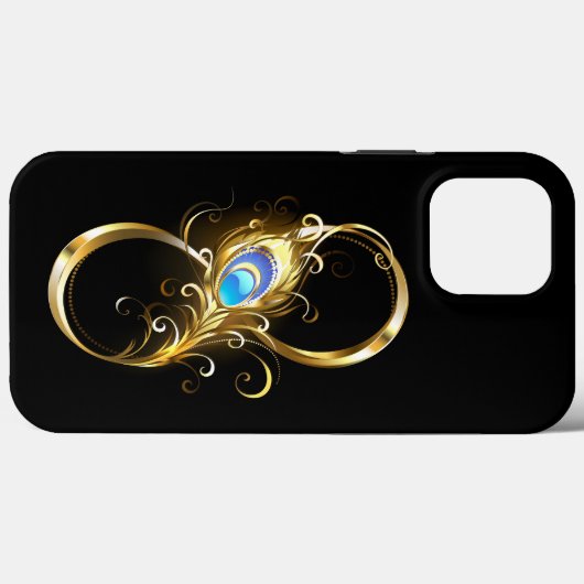 Unendlichkeit mit Golden Peacock Feather Case-Mate iPhone Hülle (Rückseite (Horizontal))