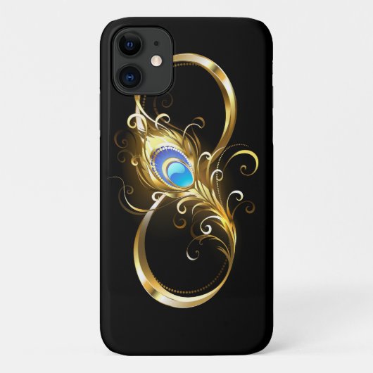 Unendlichkeit mit Golden Peacock Feather Case-Mate iPhone Hülle (Rückseite)