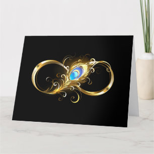 Unendlichkeit mit Golden Peacock Feather Dankeskarte