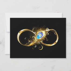 Unendlichkeit mit Golden Peacock Feather Einladung