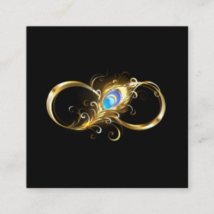 Unendlichkeit mit Golden Peacock Feather Empfehlungskarte
