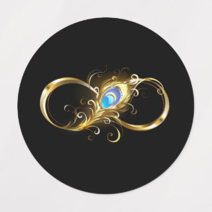 Unendlichkeit mit Golden Peacock Feather Etiketten