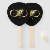 Unendlichkeit mit Golden Peacock Feather Fächer (Vorne und Hinten)