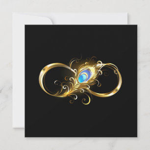 Unendlichkeit mit Golden Peacock Feather Feiertagskarte