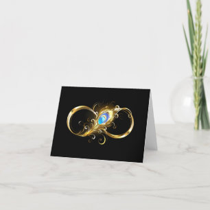 Unendlichkeit mit Golden Peacock Feather Feiertagskarte