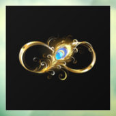 Unendlichkeit mit Golden Peacock Feather Fensteraufkleber (Blatt 3)