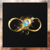 Unendlichkeit mit Golden Peacock Feather Fensteraufkleber (Blatt 2)