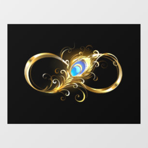 Unendlichkeit mit Golden Peacock Feather Fensteraufkleber