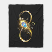 Unendlichkeit mit Golden Peacock Feather Fleecedecke (Vorderseite)