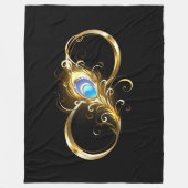 Unendlichkeit mit Golden Peacock Feather Fleecedecke (Vorderseite)