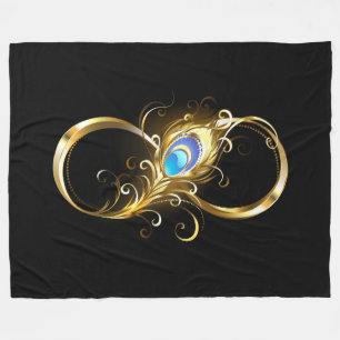 Unendlichkeit mit Golden Peacock Feather Fleecedecke