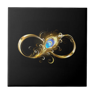 Unendlichkeit mit Golden Peacock Feather Fliese