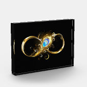 Unendlichkeit mit Golden Peacock Feather Fotoblock (Links)