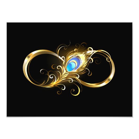 Unendlichkeit mit Golden Peacock Feather Fotodruck (Vorne)