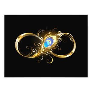 Unendlichkeit mit Golden Peacock Feather Fotodruck