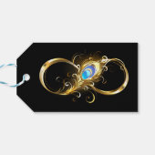 Unendlichkeit mit Golden Peacock Feather Geschenkanhänger (Rückseite Horizontal)