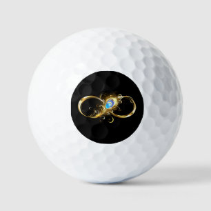 Unendlichkeit mit Golden Peacock Feather Golfball