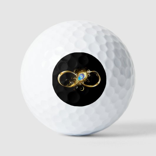 Unendlichkeit mit Golden Peacock Feather Golfball (Vorderseite)