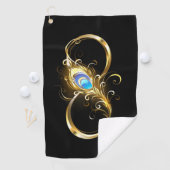 Unendlichkeit mit Golden Peacock Feather Golfhandtuch (Insitu)