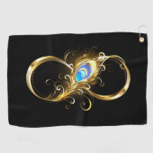 Unendlichkeit mit Golden Peacock Feather Golfhandtuch (Horizontal)