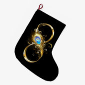 Unendlichkeit mit Golden Peacock Feather Großer Weihnachtsstrumpf (Vorderansicht (hängend))