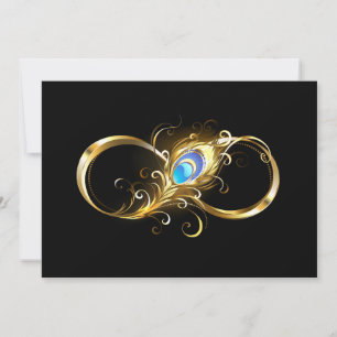 Unendlichkeit mit Golden Peacock Feather Hinweiskarte