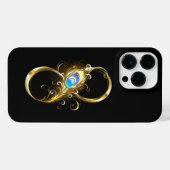 Unendlichkeit mit Golden Peacock Feather iPhone Hülle (Rückseite (Horizontal))