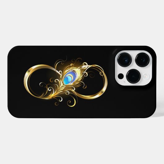 Unendlichkeit mit Golden Peacock Feather iPhone Hülle (Rückseite (Horizontal))