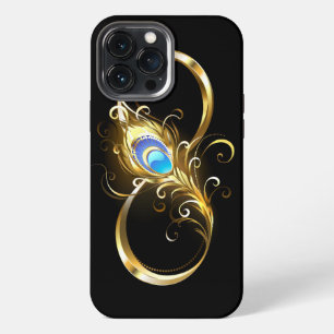 Unendlichkeit mit Golden Peacock Feather iPhone 13 Pro Max Hülle