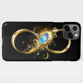 Unendlichkeit mit Golden Peacock Feather iPhone Hülle (Rückseite (Horizontal))